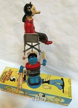 POPEYE JUGGLING OLIVE OYL Linemar WIND-UP NEAR MINT-1950's