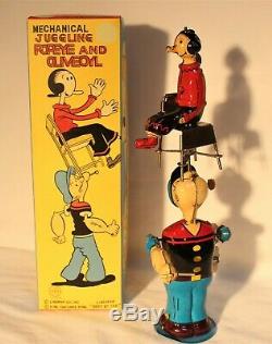 POPEYE JUGGLING OLIVE OYL Linemar WIND-UP NEAR MINT-1950's