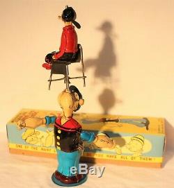 POPEYE JUGGLING OLIVE OYL Linemar WIND-UP NEAR MINT-1950's