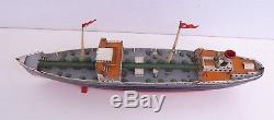 Pair of Vintage German Fleischmann Toy Tin Wind Up Painted Esso Oil Tanker Boats