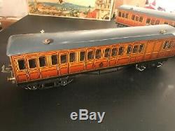 Pair of Vintage Hornby Tin O Gauge Electric Lighted Metropolitan Coaches, 1 & 3