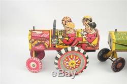 Pair of Vintage Marx Tin Wind Up Eccentric Cars Jumpin Jeep & Old Jalopy Working