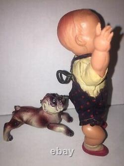 Poor Pete Celluloid Wind Up Dog Biting Boys Butt 1930s Japan
