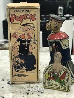 Popeye- Vintage Wind Up Popeye With Parrot