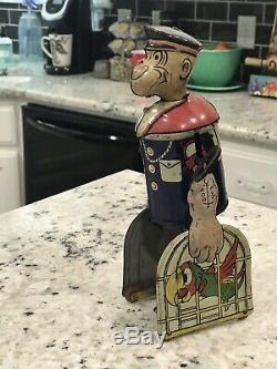 Popeye- Vintage Wind Up Popeye With Parrot