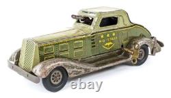 Pressed Steel Marx Tin Litho Hq 7 Staff G Man Pursuit Car Windup Toy Ultra Rare
