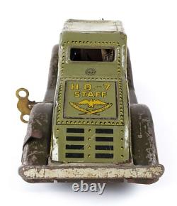 Pressed Steel Marx Tin Litho Hq 7 Staff G Man Pursuit Car Windup Toy Ultra Rare