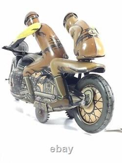 RARER Vintage US Zone Germany CKO 353 Kellerman SOZIUS Motorcycle Tin Windup Toy