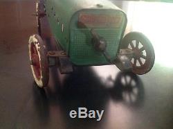 RARE 1920 Vintage Structo Windup Pressed Steel Race Car Toy Original Attic Find