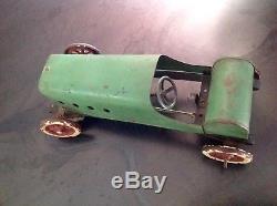 RARE 1920 Vintage Structo Windup Pressed Steel Race Car Toy Original Attic Find