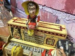 RARE 1920's ANTIQUE UNIQUE ART LIL ABNER BAND WIND-UP TIN LITHO ANIMATED VTG TOY