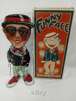 RARE 1927 Marx FUNNY FACE HAROLD LLOYD wind up walker with Nice Repro Box WORKS