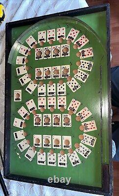 RARE 1930's Lindstrom's Wooden Tabletop Poker Pinball Bagatelle Antique Game