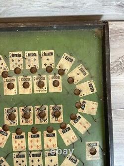 RARE 1930's Lindstrom's Wooden Tabletop Poker Pinball Bagatelle Antique Game