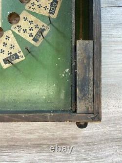 RARE 1930's Lindstrom's Wooden Tabletop Poker Pinball Bagatelle Antique Game