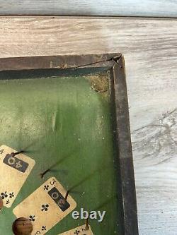 RARE 1930's Lindstrom's Wooden Tabletop Poker Pinball Bagatelle Antique Game