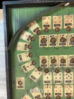 RARE 1930's Lindstrom's Wooden Tabletop Poker Pinball Bagatelle Antique Game