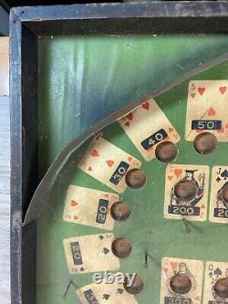 RARE 1930's Lindstrom's Wooden Tabletop Poker Pinball Bagatelle Antique Game