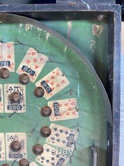 RARE 1930's Lindstrom's Wooden Tabletop Poker Pinball Bagatelle Antique Game