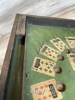 RARE 1930's Lindstrom's Wooden Tabletop Poker Pinball Bagatelle Antique Game