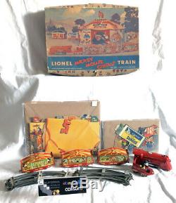 RARE 1930's Lionel MICKEY MOUSE Circus Train Set withorg box Disney Tin Windup Toy