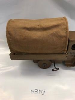 RARE 1930s MARX ARMY TRUCK TIN WIND-UP ORIGINAL ANTIQUE VINTAGE USA ARMY D-105