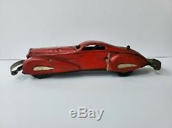 RARE 1930s MARX OT711 TIN LITHO WIND-UP RED COUPE WORKING CONDITION 16 LONG