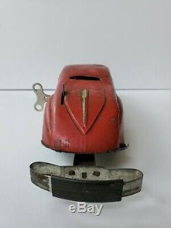 RARE 1930s MARX OT711 TIN LITHO WIND-UP RED COUPE WORKING CONDITION 16 LONG