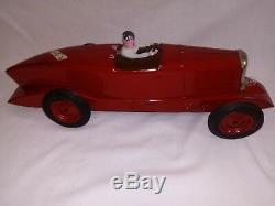 RARE 1935 JOUETS Citroen ROSALIE wind-up FRENCH BOAT TAIL race car withLIGHT