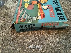 RARE 1950's Marx/Disney Tin Wind Up Mickey Mouse Express. Works great no rust