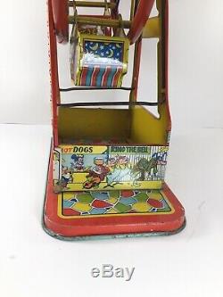 RARE 1950s J CHEIN & CO MICKEY MOUSE DISNEY FERRIS WHEEL WIND UP TIN LITHOGRAPH