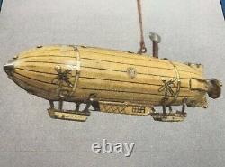 RARE Antique ASGW German Tin-Litho Wind-up Zeppelin Dirigible Blimp Airship Toy
