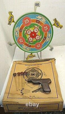 RARE Antique Hoge Mfg. Co. Wind-Up Revolving Target No. 350 Shooting Suction Cup