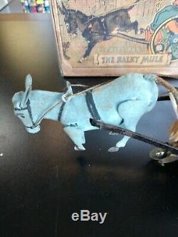 RARE Antique Lehmann's THE BALKY MULE Wind-up Toy & Original Box -Germany