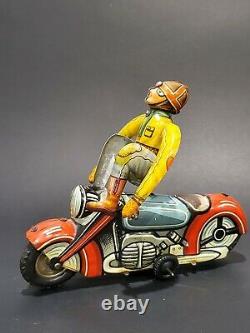 RARE GÖSO / GOSO W. GERMANY MOTORCYCLE TIN TOY WIND UP ACROBAT Missing Key