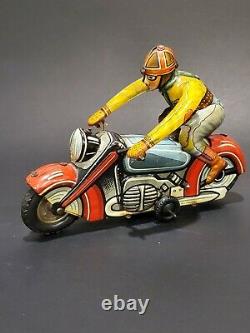 RARE GÖSO / GOSO W. GERMANY MOTORCYCLE TIN TOY WIND UP ACROBAT Missing Key