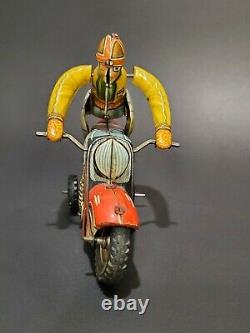 RARE GÖSO / GOSO W. GERMANY MOTORCYCLE TIN TOY WIND UP ACROBAT Missing Key