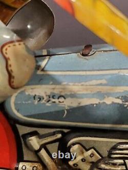 RARE GÖSO / GOSO W. GERMANY MOTORCYCLE TIN TOY WIND UP ACROBAT Missing Key