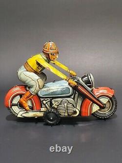 RARE GÖSO / GOSO W. GERMANY MOTORCYCLE TIN TOY WIND UP ACROBAT Missing Key