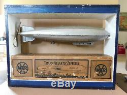 RARE MARX 30S TRANS ATLANTIC TIN 16 FLYING ZEPPELIN WIND UP PROPELLER With BOX