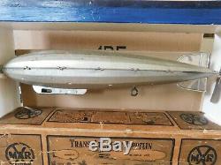 RARE MARX 30S TRANS ATLANTIC TIN 16 FLYING ZEPPELIN WIND UP PROPELLER With BOX