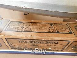 RARE MARX 30S TRANS ATLANTIC TIN 16 FLYING ZEPPELIN WIND UP PROPELLER With BOX