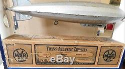 RARE MARX 30S TRANS ATLANTIC TIN 16 FLYING ZEPPELIN WIND UP PROPELLER With BOX