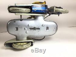 RARE TIPPCO Wind-Up Tin Toy Sidecar Motorcycle SILVER RACER +Quality Rep box