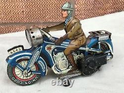 RARE VINTAGE antique ARNOLD TIN MOTORCYCLE GERMANY CLOCK WORK Wind Up LITHOGRAPH