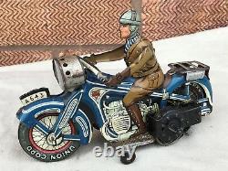 RARE VINTAGE antique ARNOLD TIN MOTORCYCLE GERMANY CLOCK WORK Wind Up LITHOGRAPH