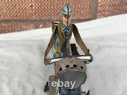 RARE VINTAGE antique ARNOLD TIN MOTORCYCLE GERMANY CLOCK WORK Wind Up LITHOGRAPH