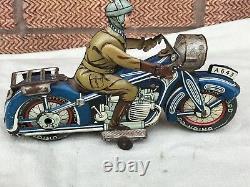 RARE VINTAGE antique ARNOLD TIN MOTORCYCLE GERMANY CLOCK WORK Wind Up LITHOGRAPH