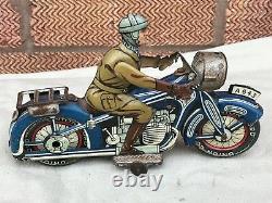 RARE VINTAGE antique ARNOLD TIN MOTORCYCLE GERMANY CLOCK WORK Wind Up LITHOGRAPH