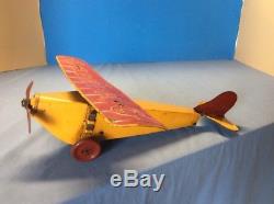 RARE Vintage 1920's Nonpareil Wings #100 Wind-up Tin Litho Toy Airplane
